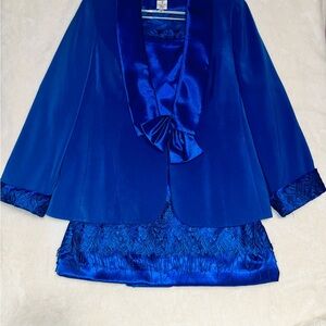 Elegant Blue Women's Dress Set and Hat